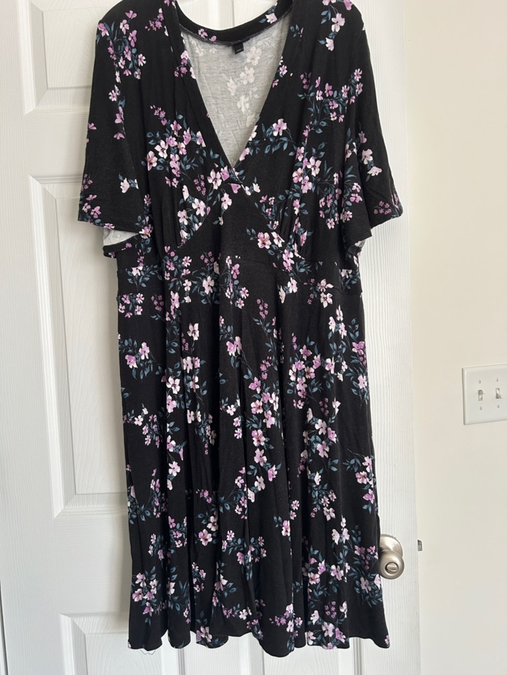 torrid Black Midi Dress with Pink & White Floral Print